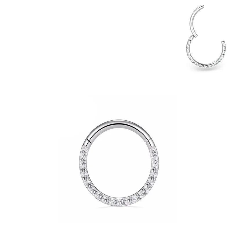 Woman Piercing Ring 316L Stainless Steel Jewelry Micro Pave Zircon Septum Nipple Clicker Wedding Gold Nose Ring