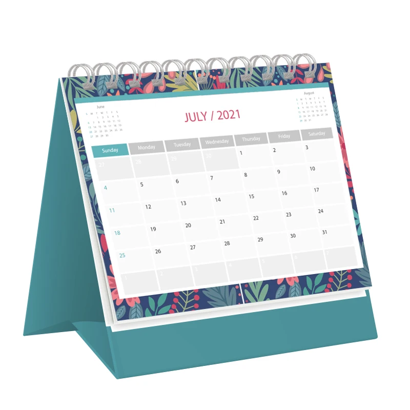 Custom Printing Creative Spiral Bound Desktop Monthly Desk Paper Calendar in Different Shape with Storage Box