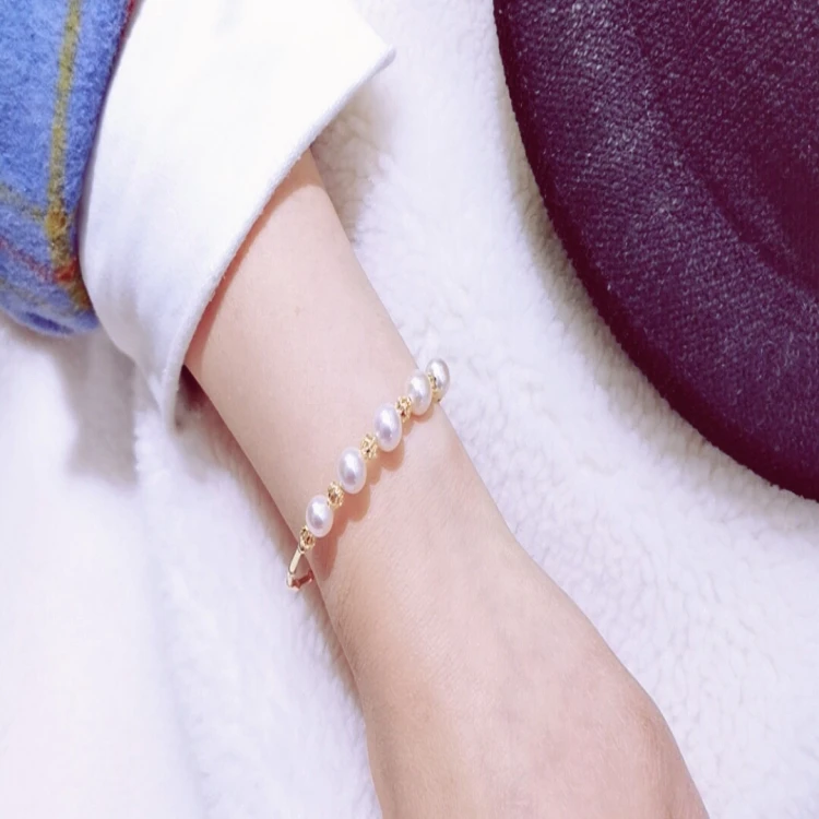 Feirun 9-10mm AA+  edison baroque Real natural cowrie shell jewelry freshwater pearl bracelet pearl bead bracelet for women