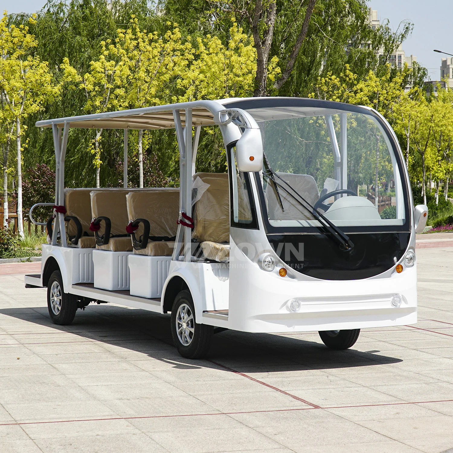 Battery Operated Golf Cart Tourist Sighting Shuttle Bus Electric Vehicle Pure Electric Cart 20 Seats Sightseeing Bus