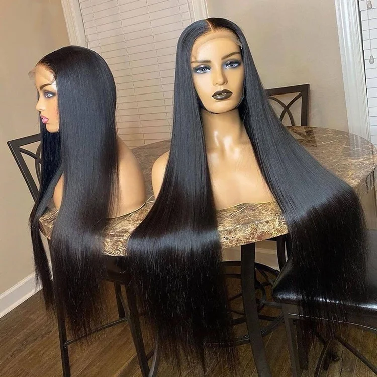 
Natural Black Silky Straight Brazilian Hair Transparent Swiss Lace Front Wigs 100% Virgin Human Hair Wigs 