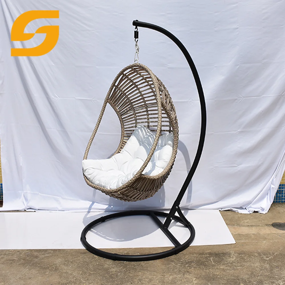 SUNLINK Foshan Factory Commercial Patio Swing Rattan Single Egg Shell Hanging Swing Chair