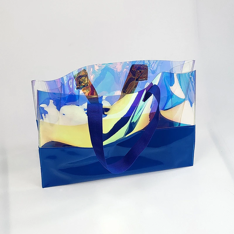Printed Women Holographic Laser Tote Bag PVC Handbag Clear Shoulder Beach Gift Bag