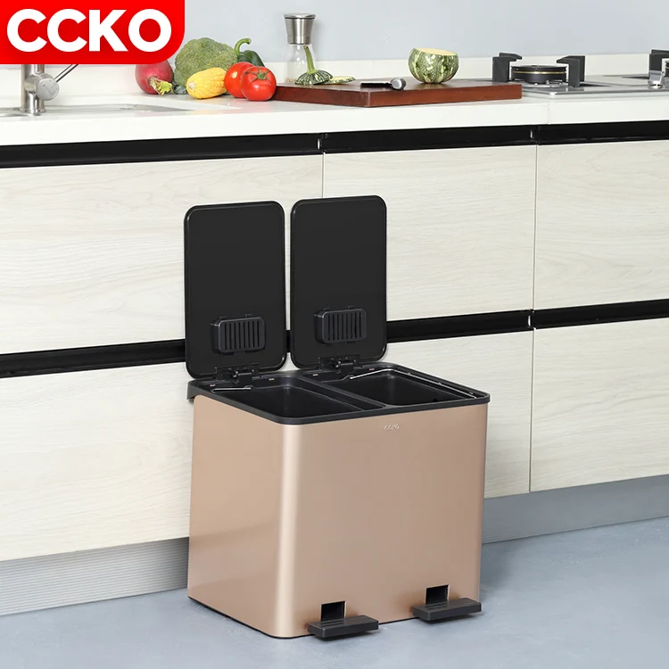 Прямоугольная двойная мусорная корзина из нержавеющей стали для публичной кухни