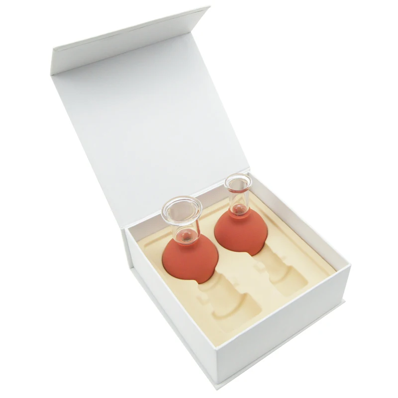 Rubber Suction Bulb Glass Cupping Set 2pcs Anti cellulite vacuum Massage body facial massage  rejuva cup