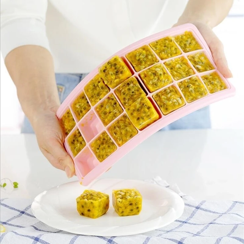 Форма для льда из силикагеля формы кубиков с крышками Многоразовые безопасные квадратные коктейлей 36 емкостей