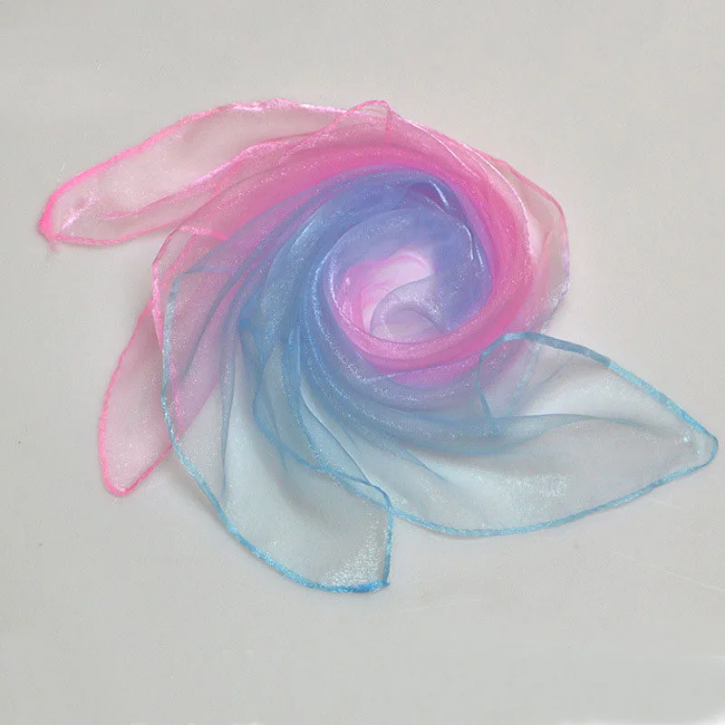 HZW-23027 Wholesale small Square Juggling Chiffon Silky Dance Scarves Gradient Color Good Quality For Performances Baby