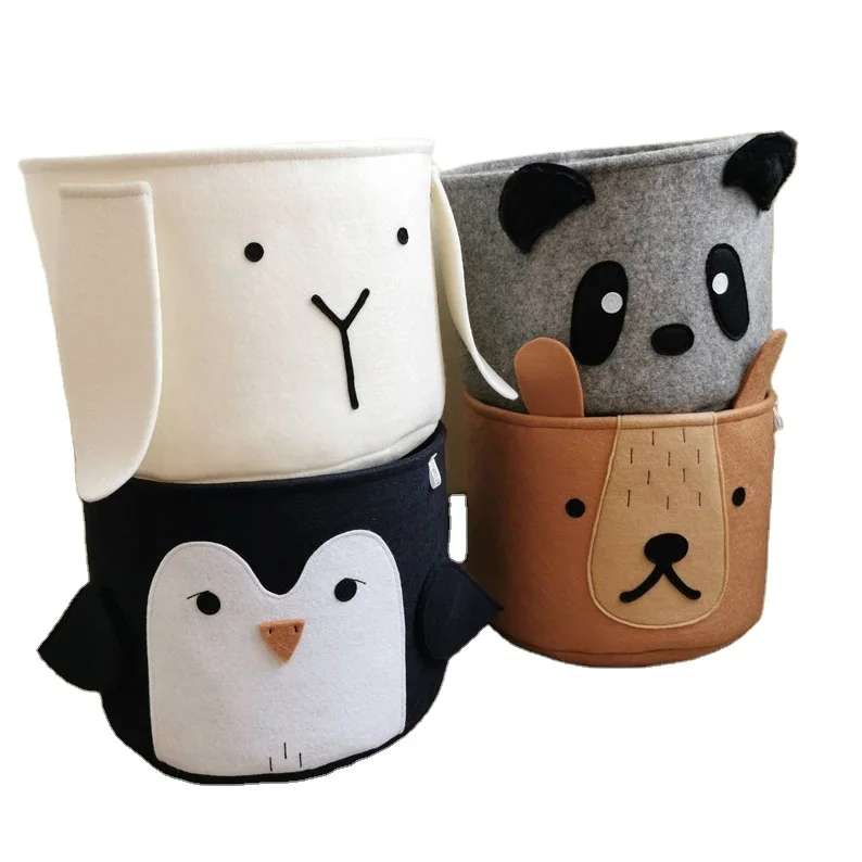Clothes Storage Box Laundry Basket Kid Toy Storage Baskets Felt Round Storage Basket