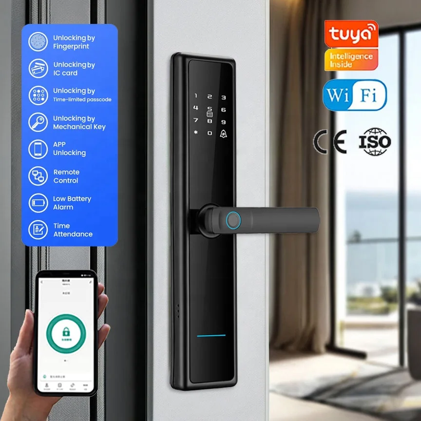 New Cerradura Security Intelligente Biometric Digital Combination Finger Print Password Ttlock Smart Door Lock For Wooden Doors