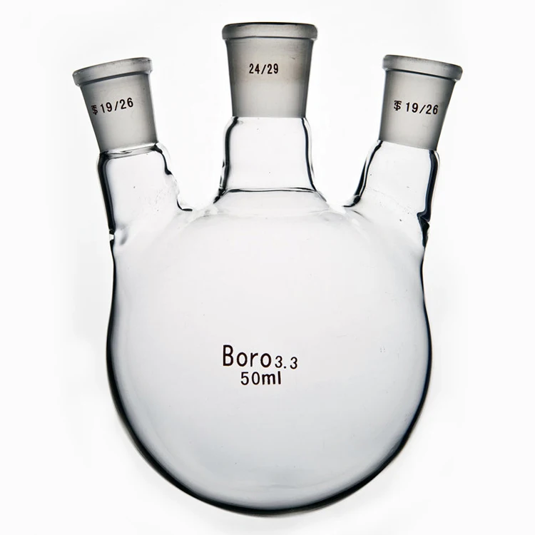 Лаборатория колба-3-образным вырезом 24/29 19/26 3-образным фляга 50 мл 100 250 1000 2000 с землей