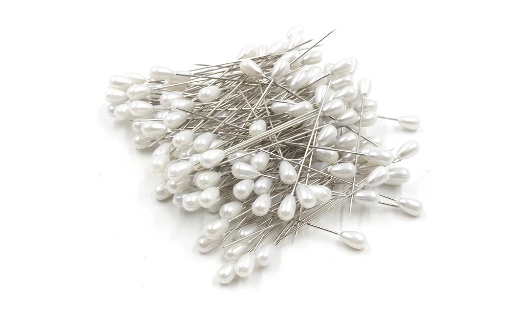 144pcs 2 inch teardrop shape sewing pins, pearl head straight corsage pins with high quality