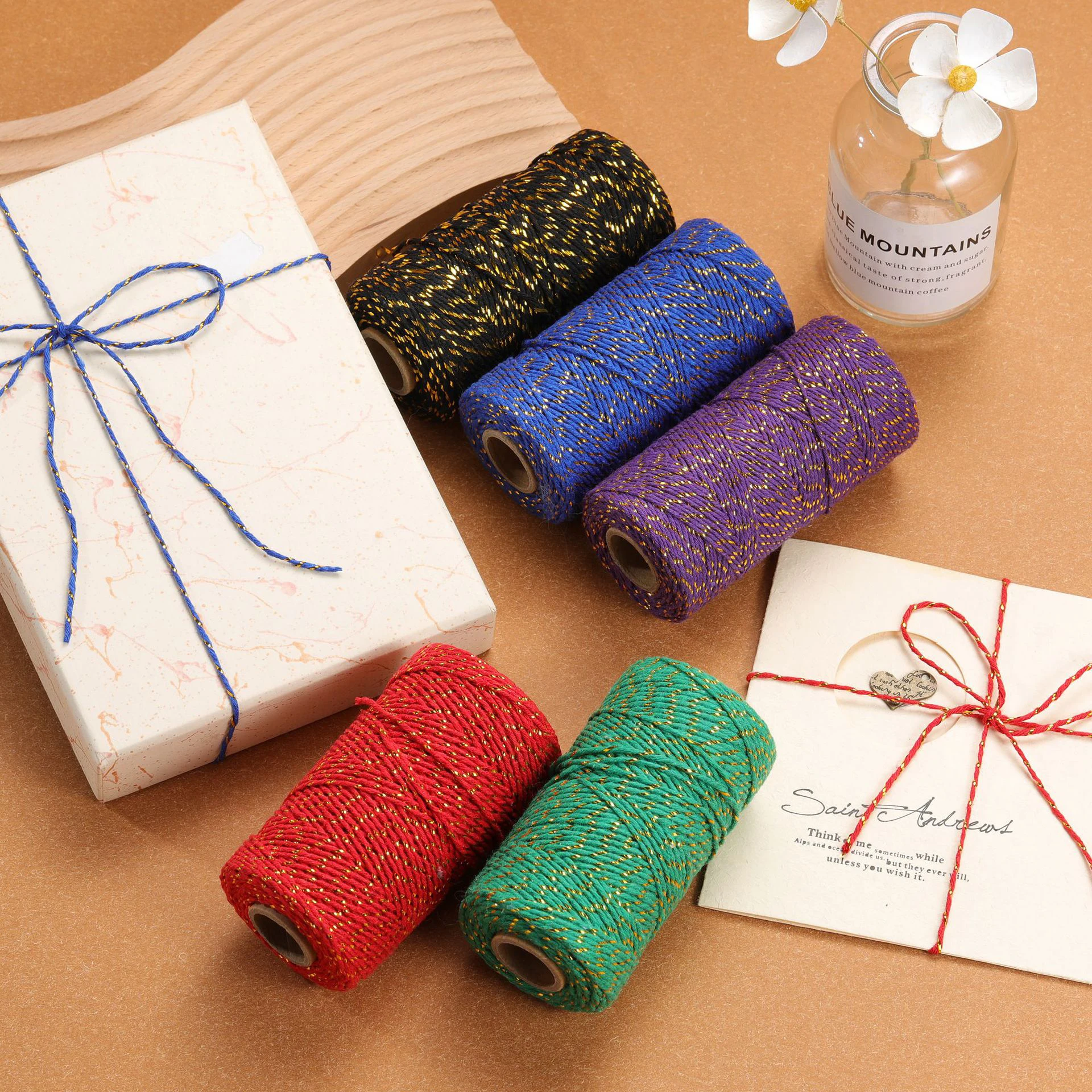 Charmkey MACRAME CORD 2MM NATURAL COTTON ROPE TWISTED for Macrame