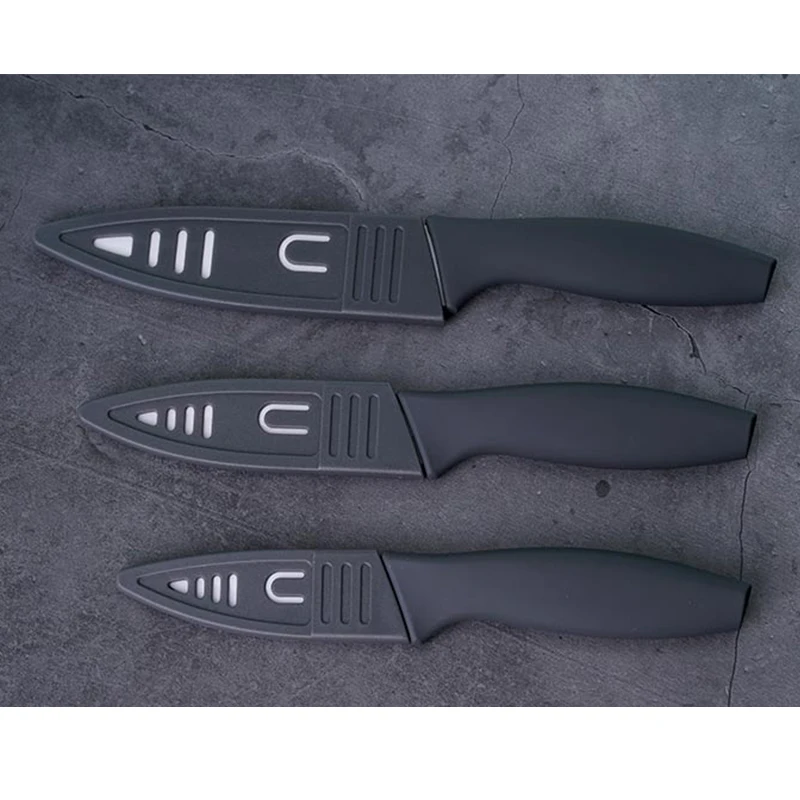 
Hot Sale 3pcs Coated Ceramic Kitchen Knives Colorful Nonstick Coating Kitchen Fruit Knife Set 