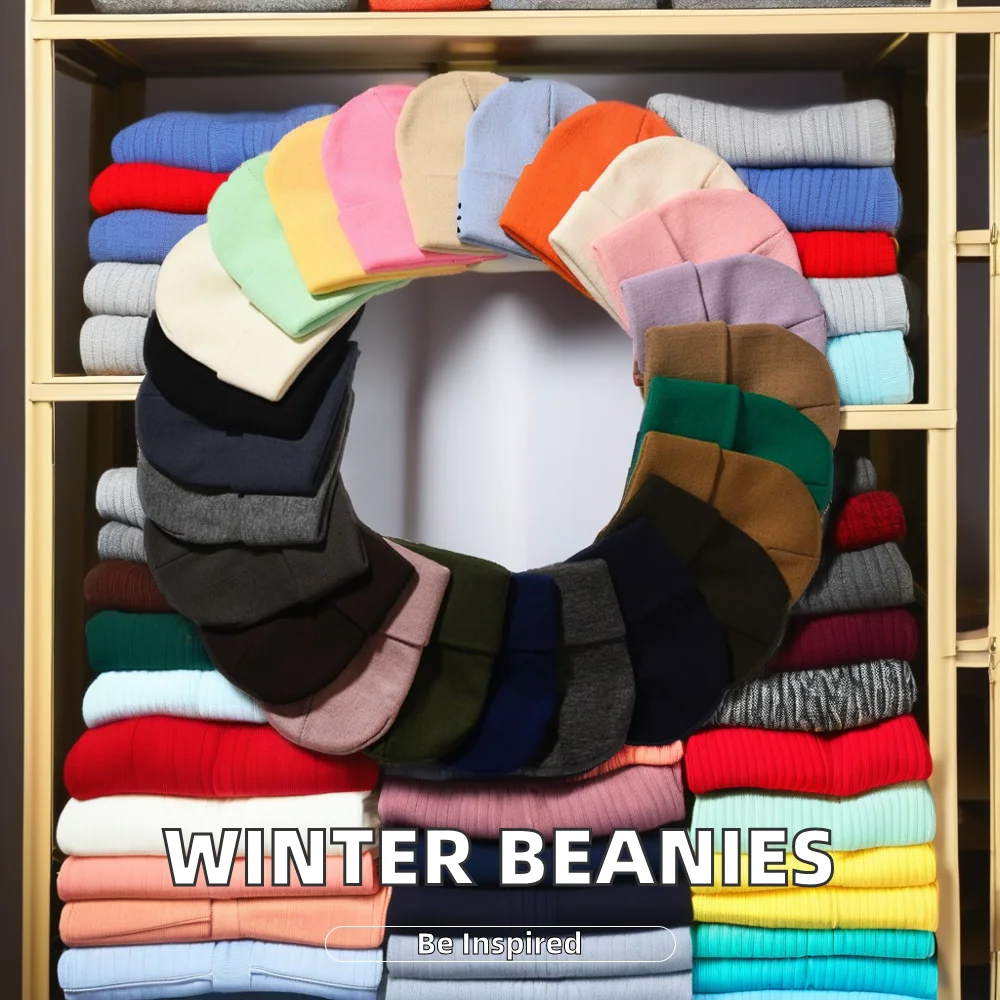 High Quality Unisex Winter Knitted Hat Custom Logo Embroidery Autumn Beanie Hats Men Women Free Size Mix Character printing