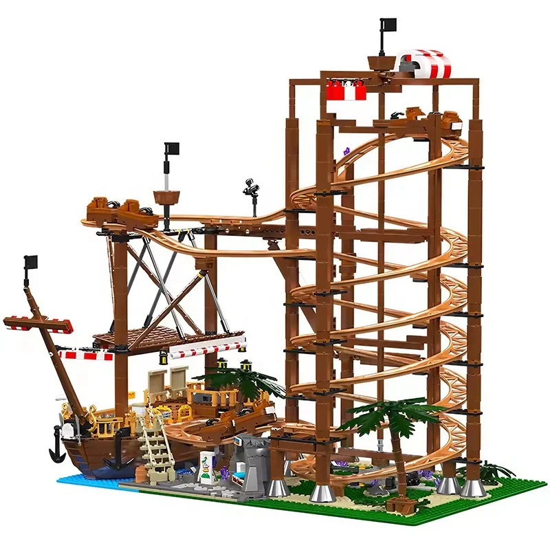 Mould King 11013 2174+ PCS Double Helix Roller Coaster Rail Set Electric Dynamic Competition Model Building Blocks Track Bricks