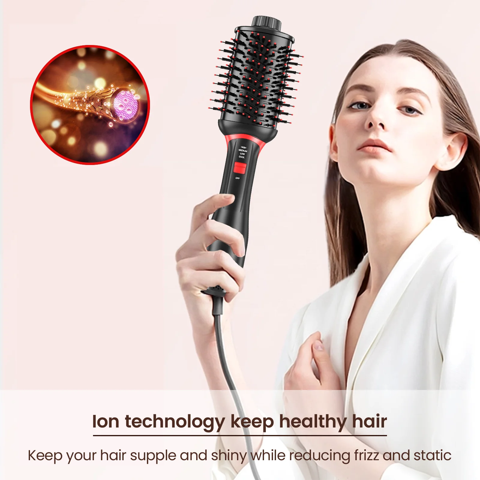Professional dryer brush hair styler blow dryer comb heated comb hot air brush rotating curler iron salon hair straightener comb