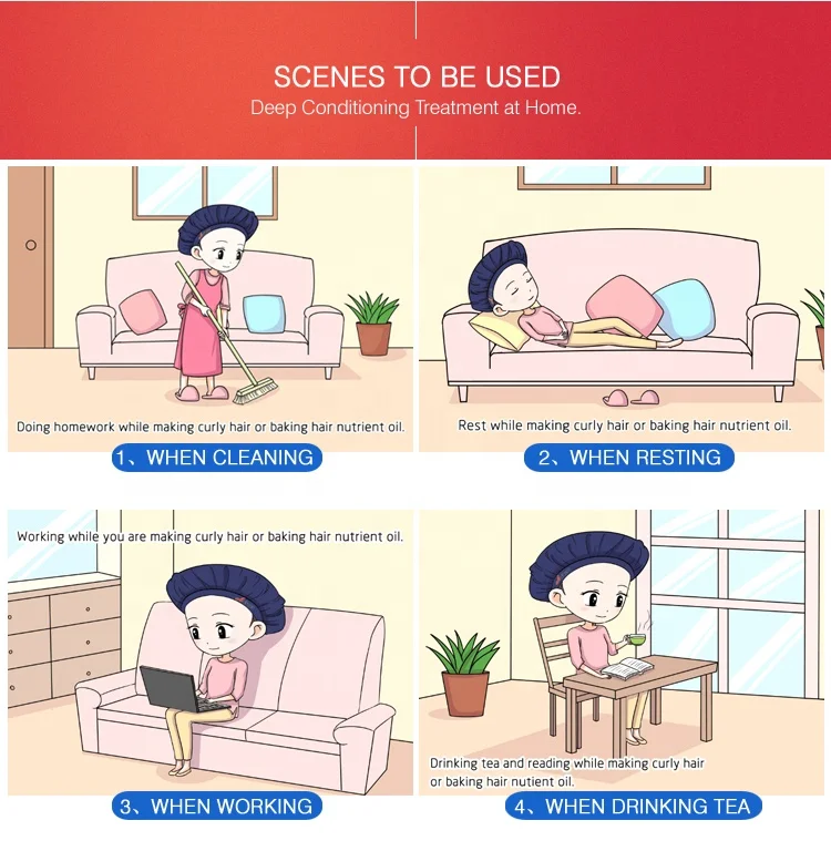 
Cordless ECO-Friendly Deep Conditioning thermal Hot heat salon Microwave Heat Cap Portable Reusable Condition Hair bonnet Cap 