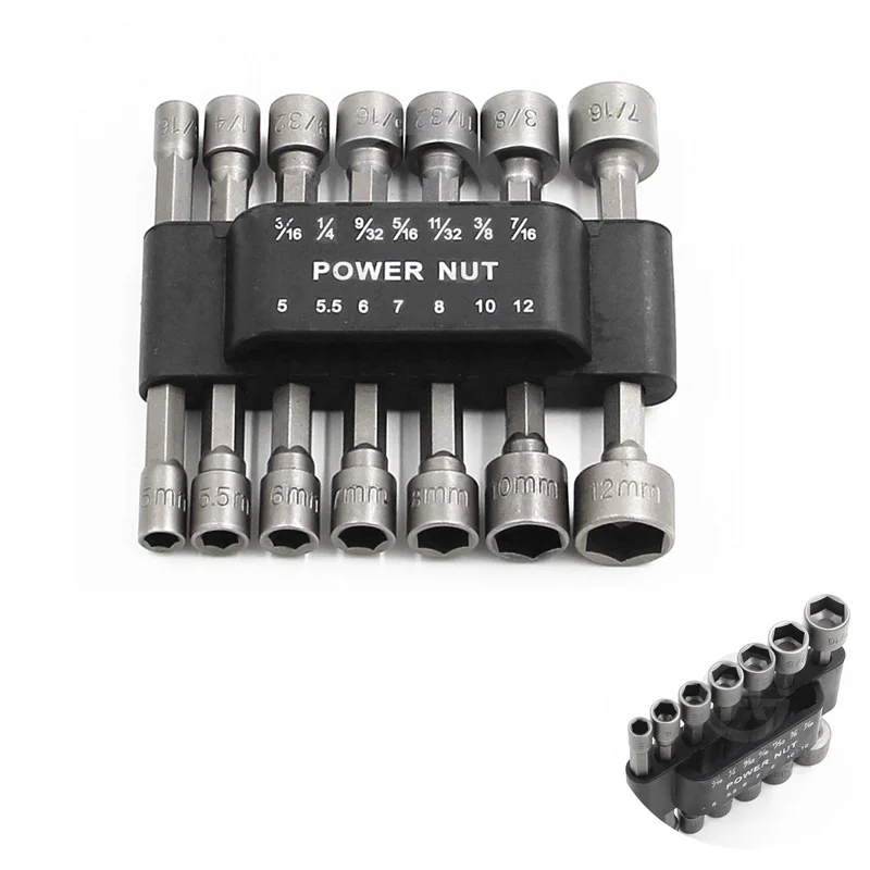 14pcs Hexagon Handle Socket Wrench Screwdriver Set Bit Set For Electric Screwdriver Hand Tools No Magnetic Power Driver Adapter