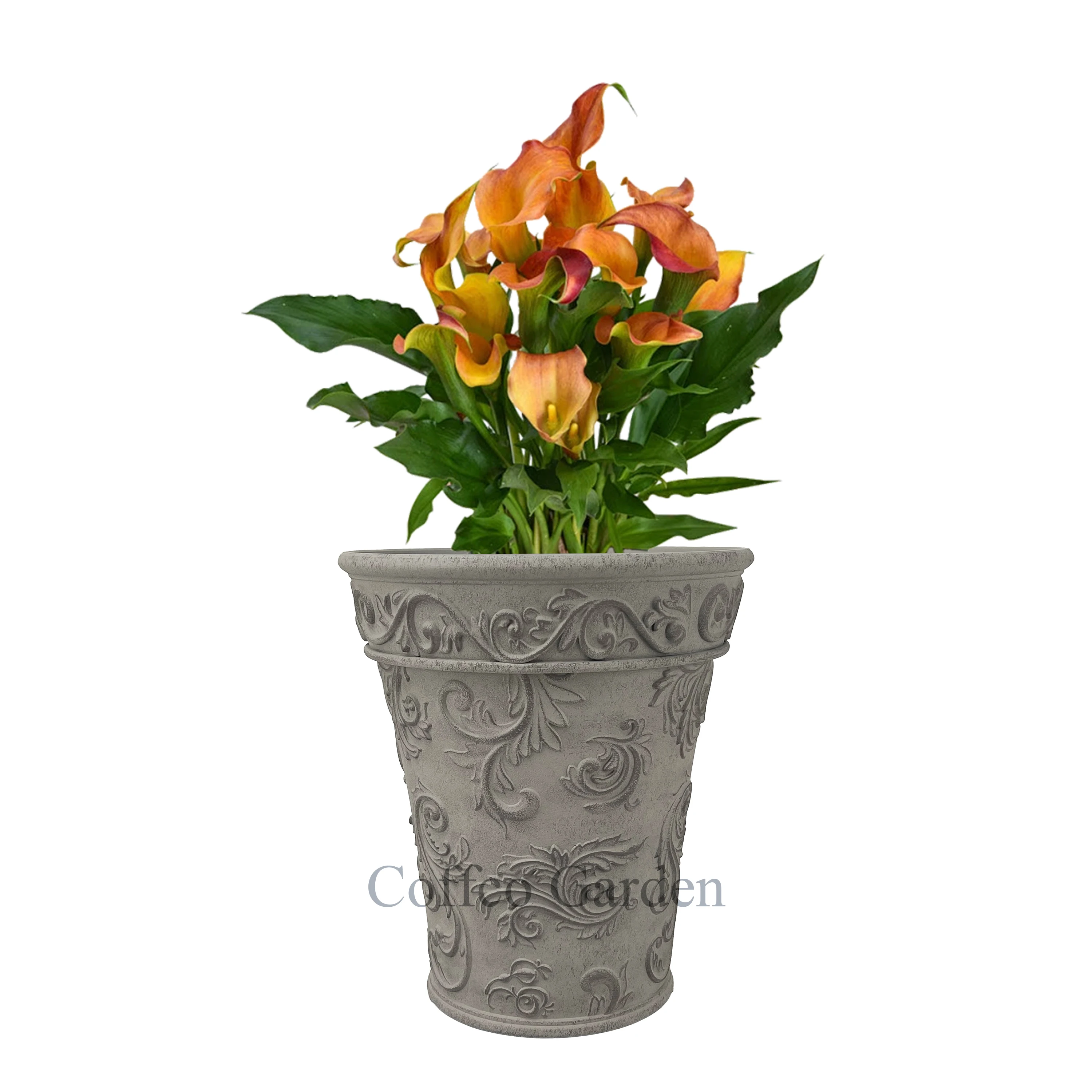 Arabesque Designs Round Tall Flowerpot 9.6 Inch Plastic Planter Crafts Indoor And Outdoor Pot For Plant Decor Vases Customizable