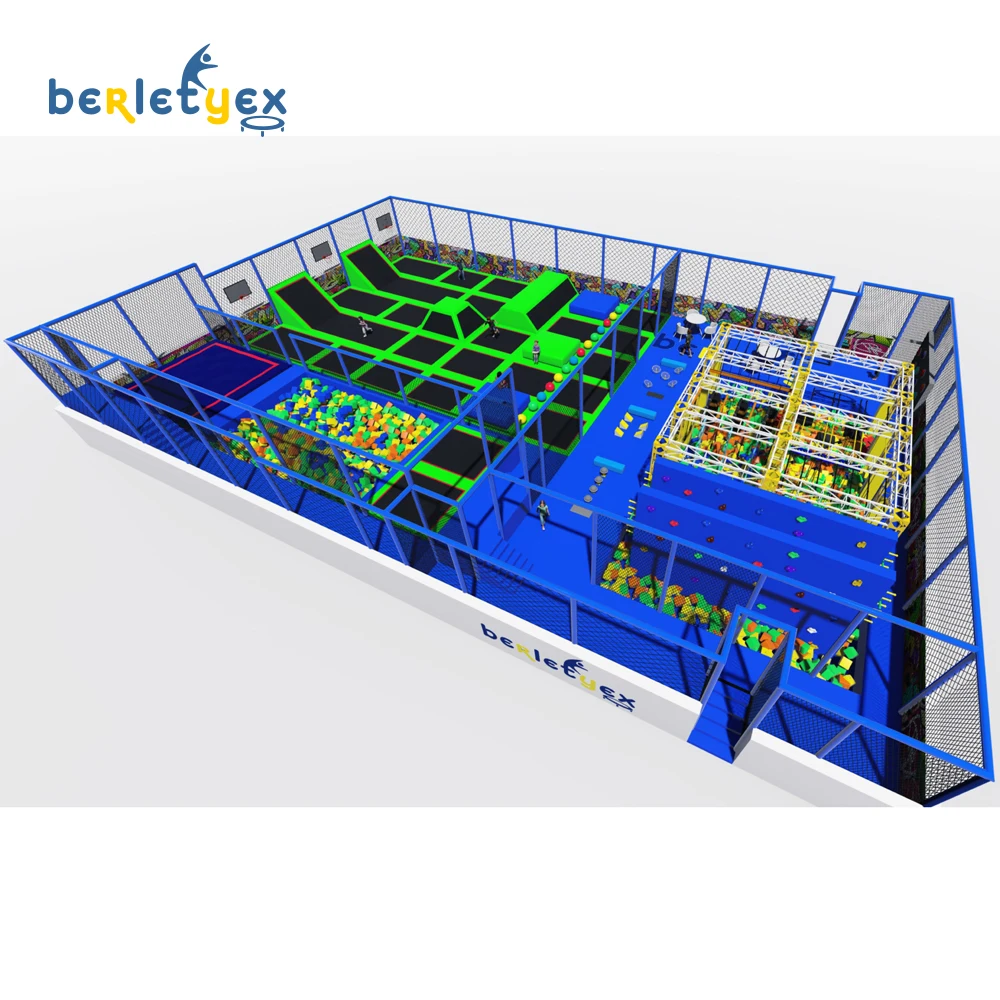 Berletyex indoor playground commercial ninja warrior bounce house floating obstacle course equipment  for kid game