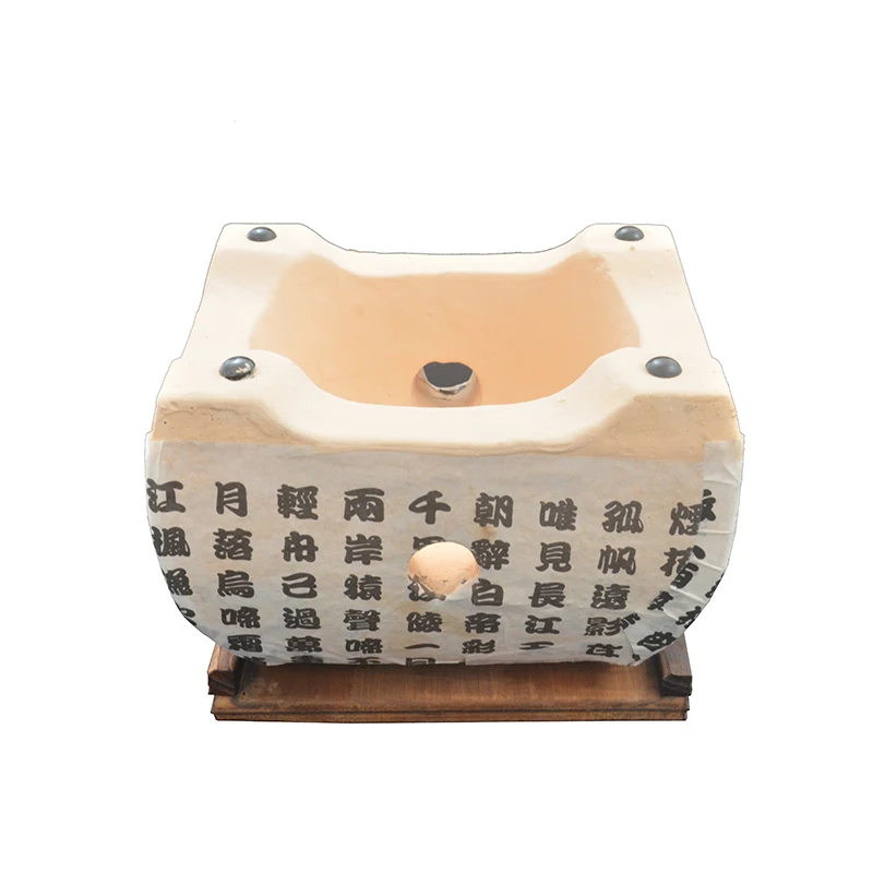 Japanese Tabletop Shichirin Konro Charcoal Grill with Wire Mesh and Wooden Base Hibachi Style Yakiniku