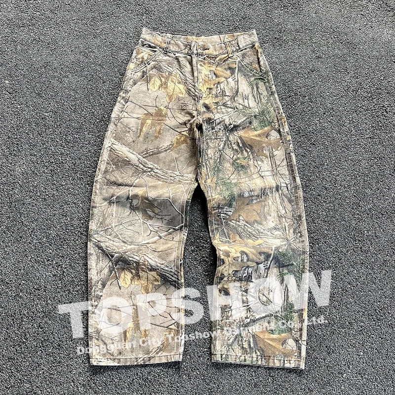 Custom Manufacturer Hunting Digital Print Real Tree Trousers Straight Leg Canvas Camouflage Camo Cargo Pants Men