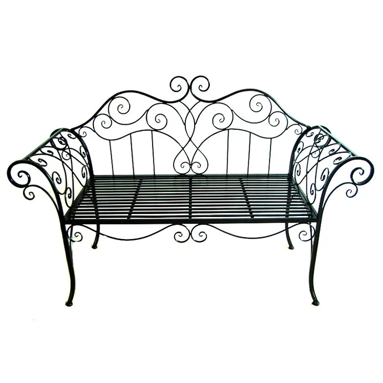 Vintage Metal Outdoor Garden Long Bench Chair with Back Park Bench Restaurant Coffee Shop Outdoor Bench