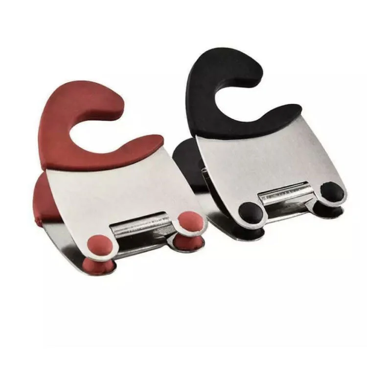 Kitchen Tools Stainless Steel Pot Side Clips Anti-scalding Spoon Holder Kitchen Gadgets Rubber Convenient