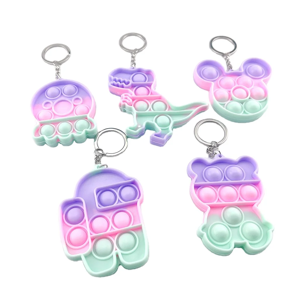 2021 Hot Selling Mini Keychain Sensory Squeeze Toys Silicone Educational Judgete For Kids Adults Relieve Anxiety Gifts