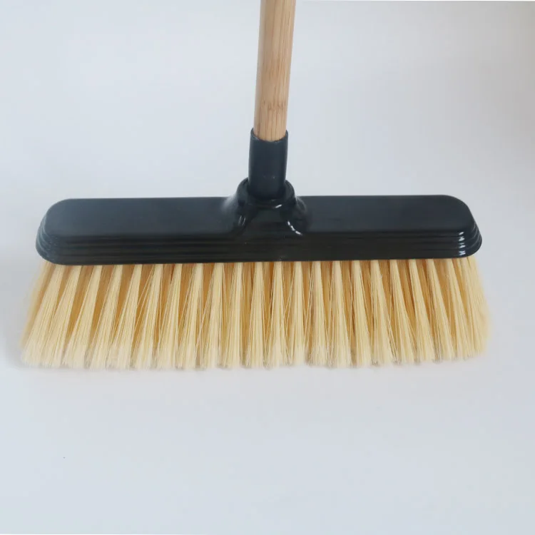 
high quality household cleaning plastic brooms with long bamboo handle 