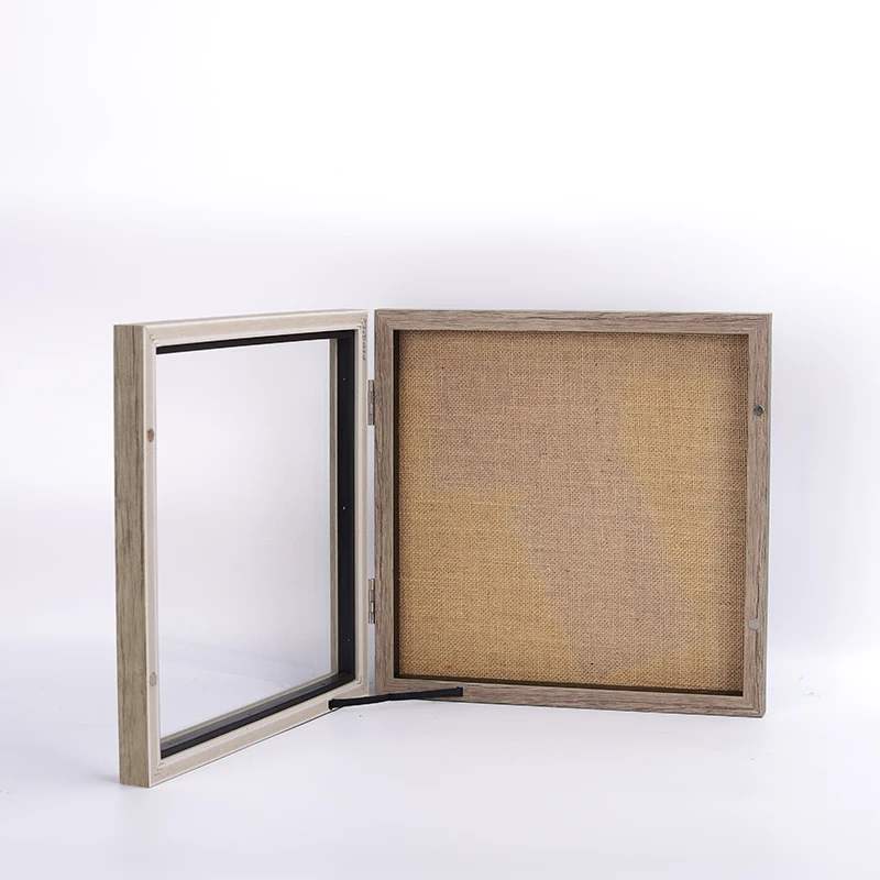 Shadow Box Display Case 10X10 Photo Frame Design Double Wooden New with Linen Back Black OEM Customized Dream Logo Time Pcs Type