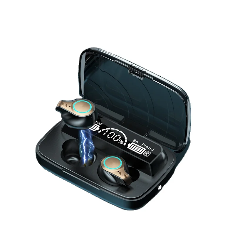 
Hot Selling 2021 Mini Wireless Headset Touch Control Led Digital Sport Headphones with 2000mAh Power M18 Tws Earbuds Earphone 