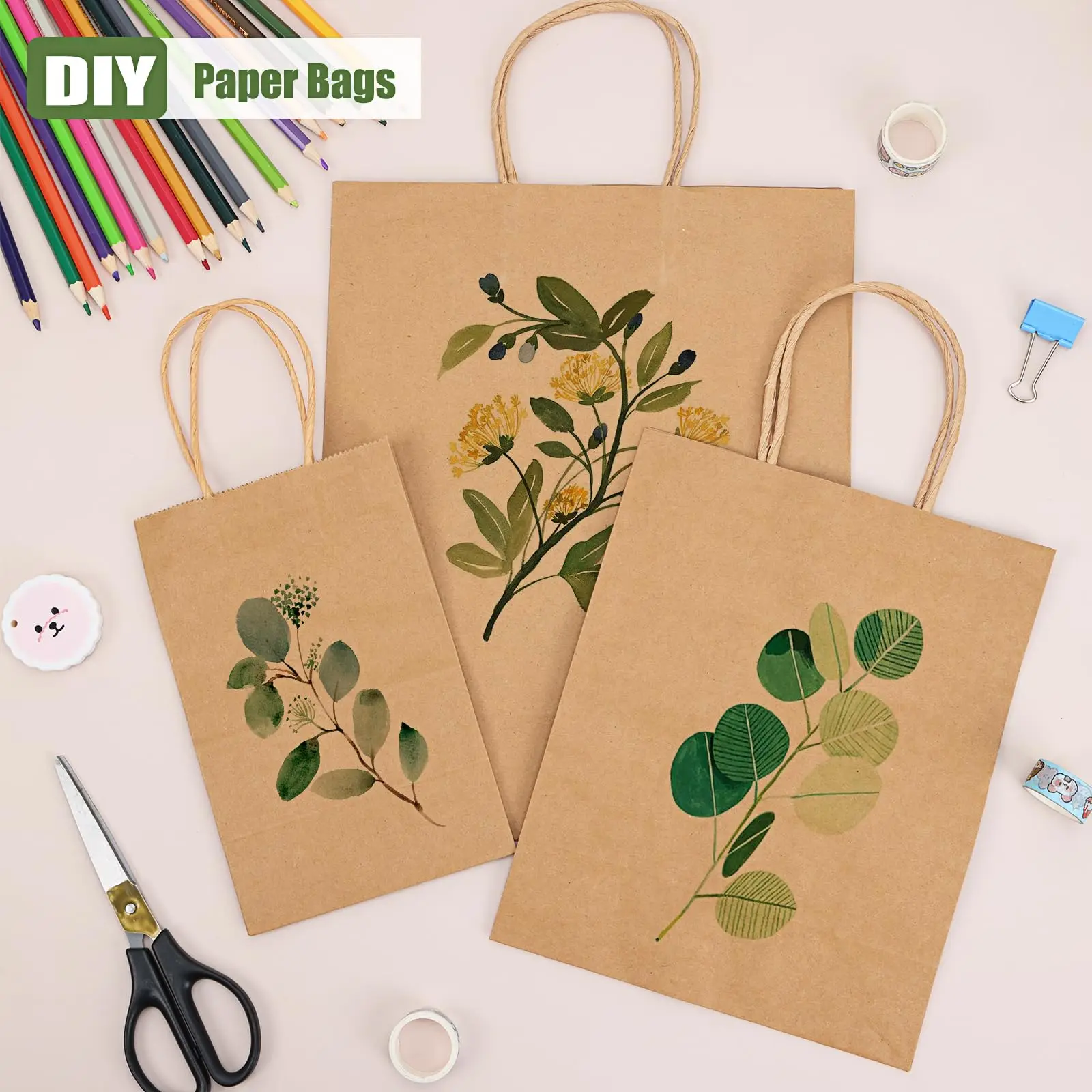 Customize Various Sizes Of Kraft Paper Gift Bags With Handles Brown Paper Bags Shopping Retail Party Product Gift Paper Bags