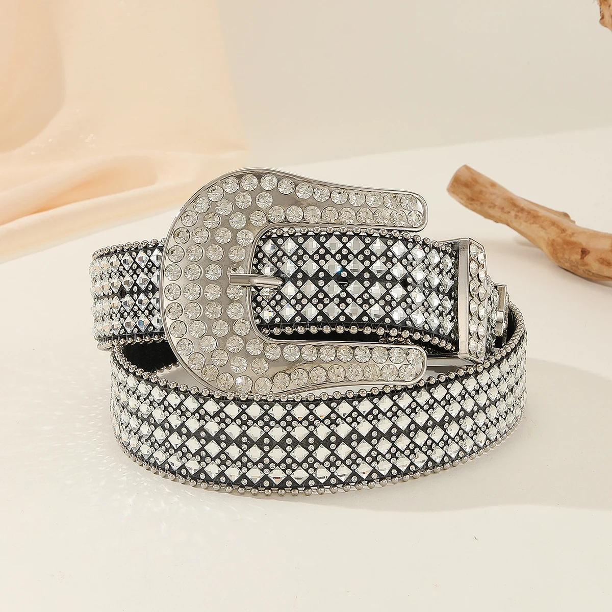 Fashionable Customized Men Women Rhinestone Belts Crystal Luxury Strap Studded Belt For Cowboy Cowgirl Jeans Pants