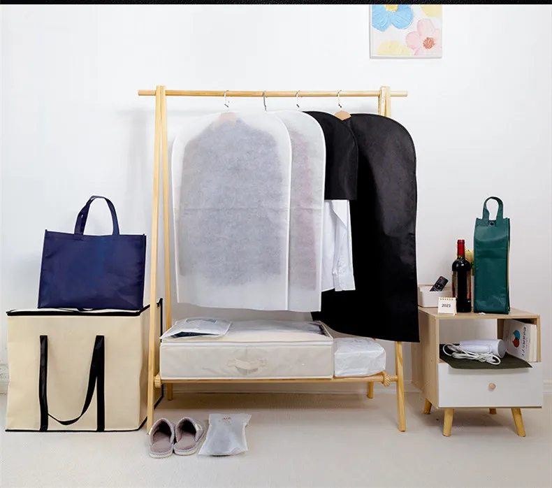 Custom White Bamboo Fiber Non-Woven Clothing Dust Jacket Eco-Friendly and Reusable for Hotel Supplies