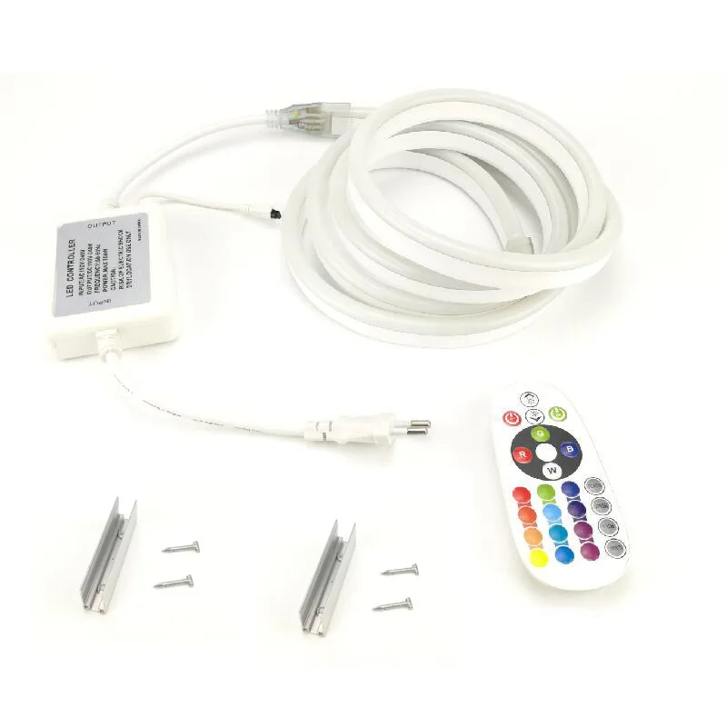 
 10 мм * 20 мм светодиодная RGB неоновая световая полоса SMD 5050 220 вольт 80 светодиодов/м 1 метр отрезанная отметка шнур питания европейского стандарта  