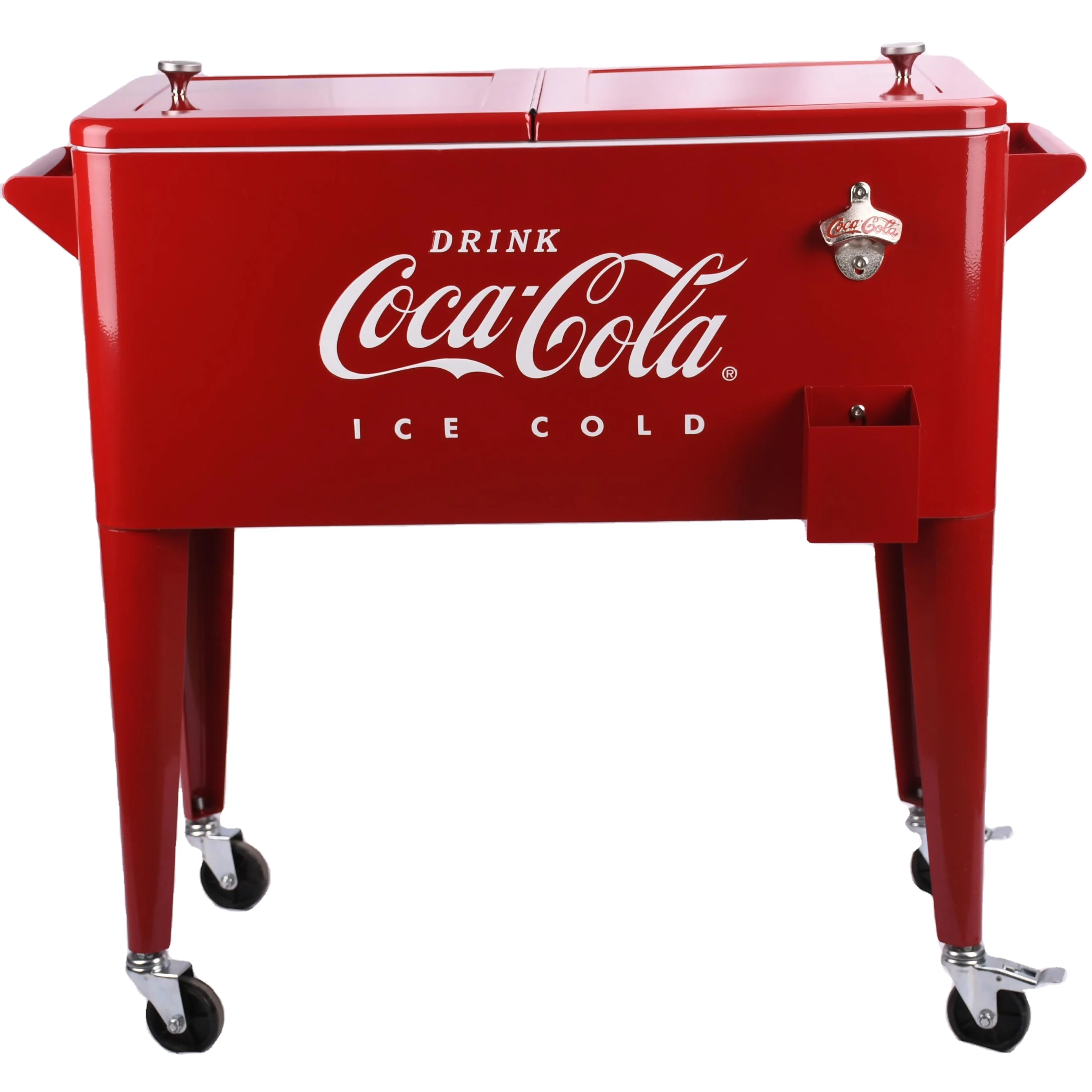 Customized Multi Colored Outdoor 60QT Ice Drink Retro Cart Metal Cooler Box Vintage Rolling Cooler