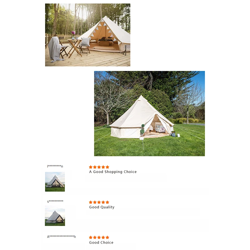 wholesale 3M 4M 5M 6M 420D Oxford 3000mm windproof four seasons camping & hiking luxury indian pyramid bell yurt glamping tent