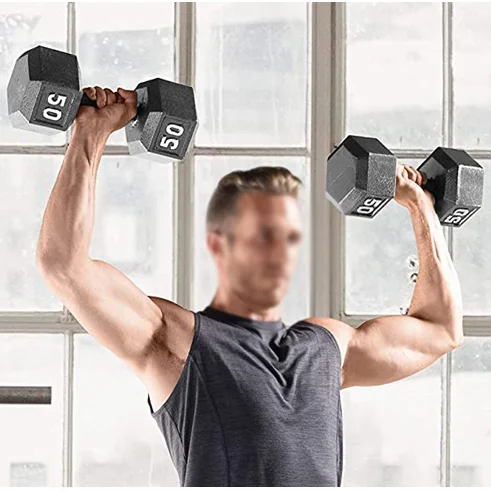 Wholesale Cheap Black Rubber Coated Hex Rubber Dumbbells Set Weights Custom LBS KGS 10kg 15kg 20kg 30kg 40kg 50kg Dumbbell