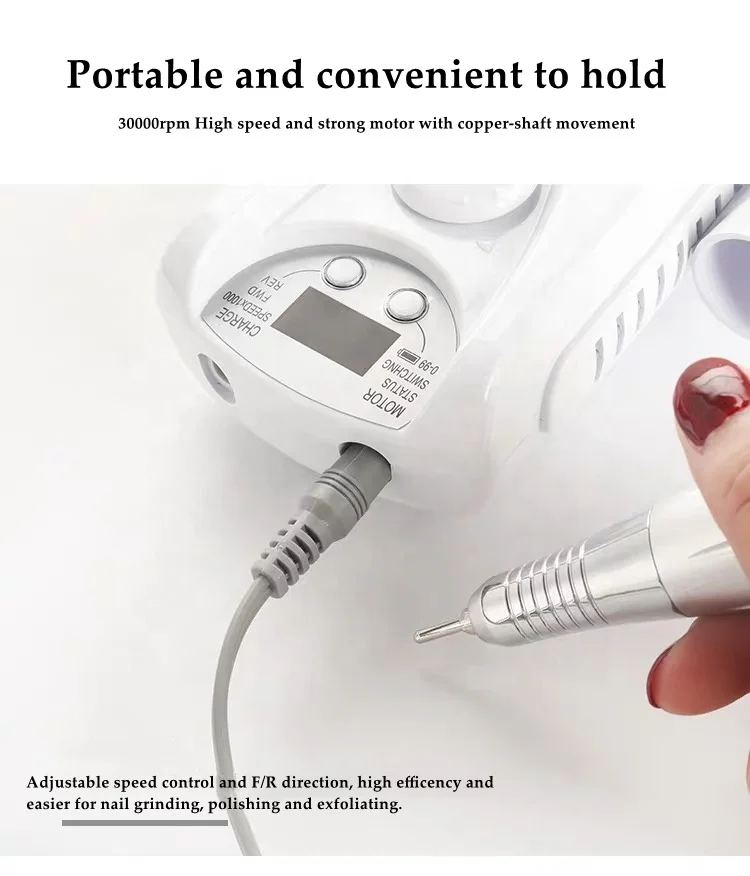 
High speed rechargeable salon professional acrylic portable electric nail drill file nail drill set 101 