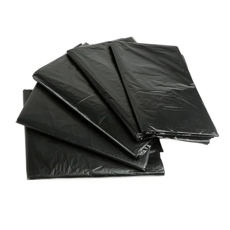 Plastic Garbage Bag Dustbin Liners Trash Bags Flat Pocket Industrial Black PE Trash Bag on Roll for Wholesales