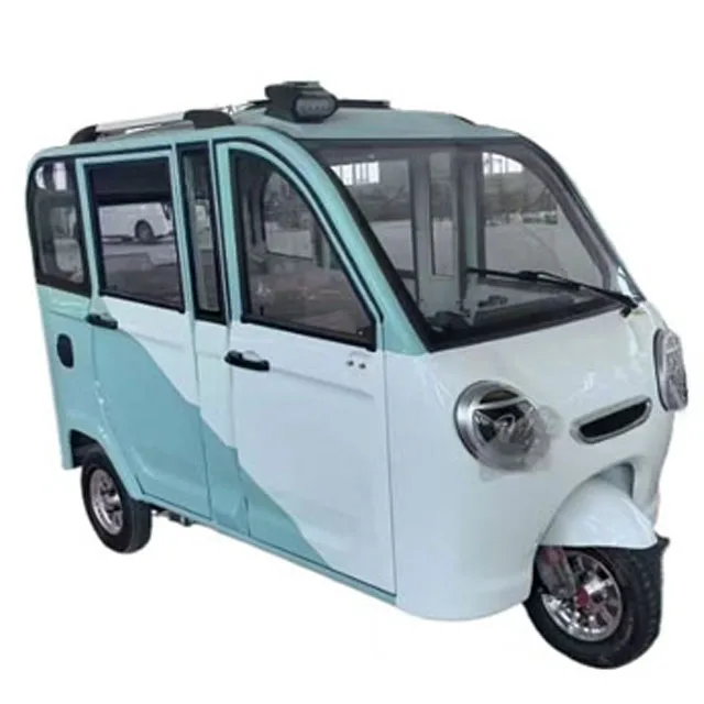 5 Doors 6 Seats Solar Electric Tricycle Passenger Closed Body 800W Electric Tricycle Adult Tuk Tuk