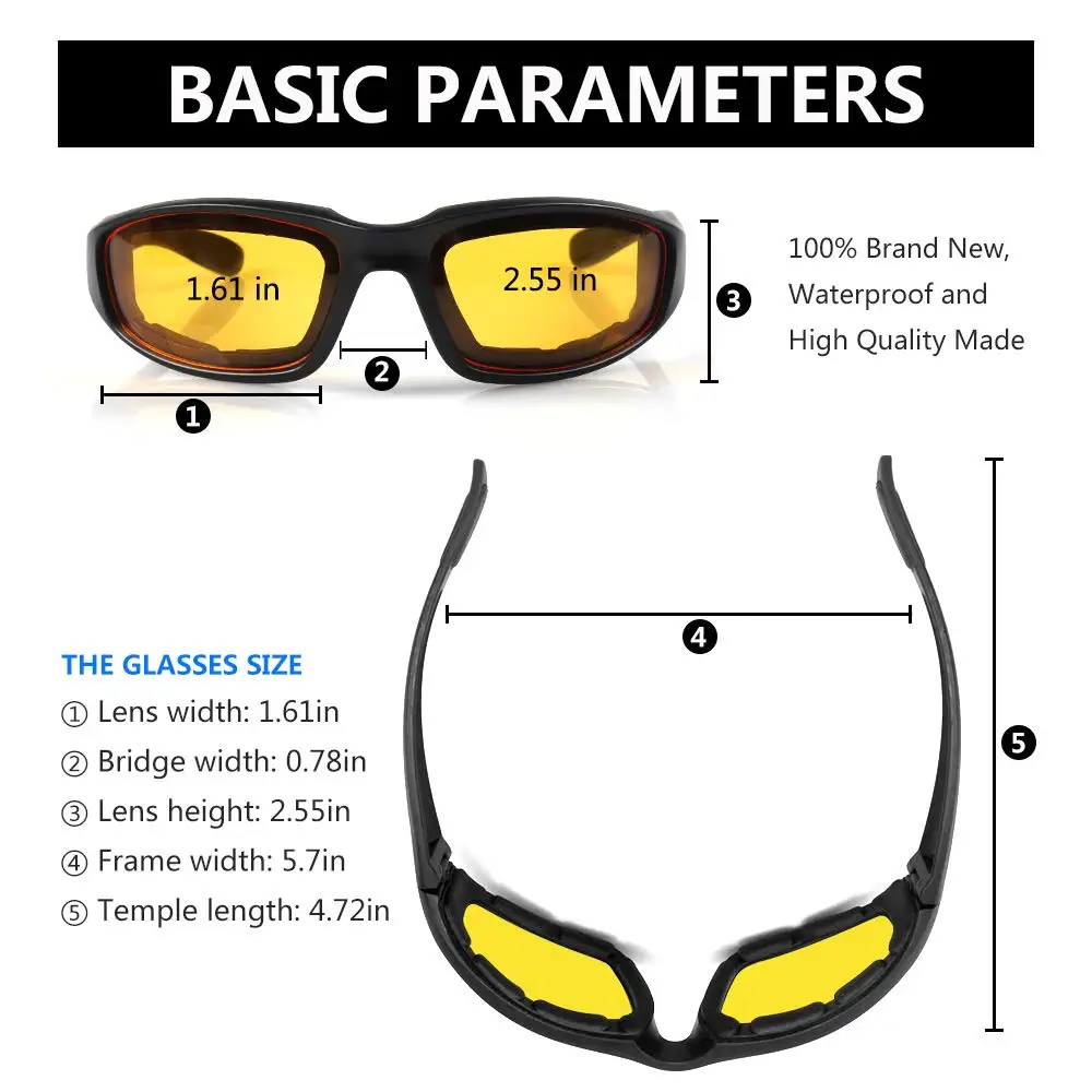 S0090 Motorcycle Riding Glasses Padding Goggles UV Protection Dustproof Windproof bicycle Sunglasses for Outdoor Actives