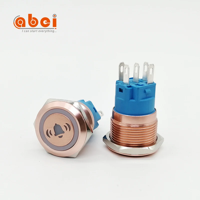 Logo Symbol Momentary Metal Illuminated led Customized metal switch 12V 24V hotel doorbell push button