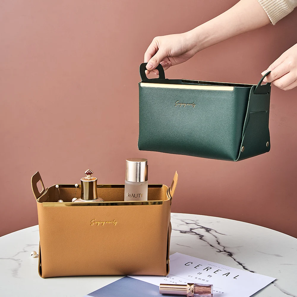 Nordic Home Decor Storage Basket Living Room Desk Decoration Leather storage box