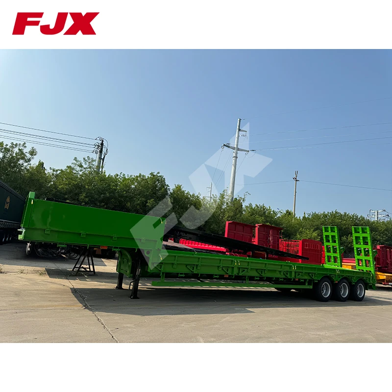 new 3 axles carry 60ton 70ton 100ton construction machinery heavy equipment lowboy lowbed semi truck trailer for sale