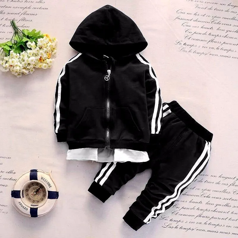 
zipper baby clothes sets autumn winter hooded jacket kids boy suit 