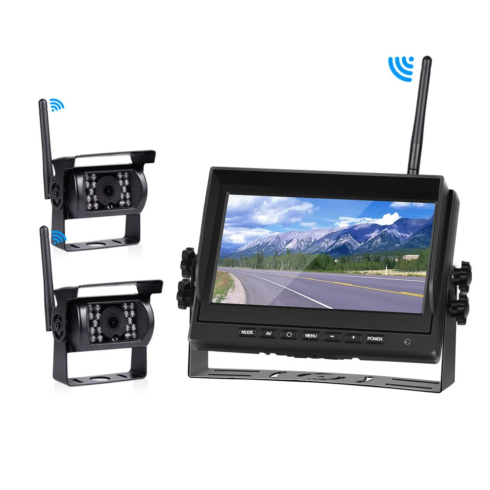 Wireless Car Monitor IR Rear View Camera Wifi Truck Parking Reverse Backup Camera 12-24V TFT LCD Car Screen