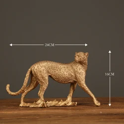 Statue Figurine Sculpture Home Office Table Desktop Decor Ornaments leopard gold Golden Cheetah Handmade Decorative ornaments