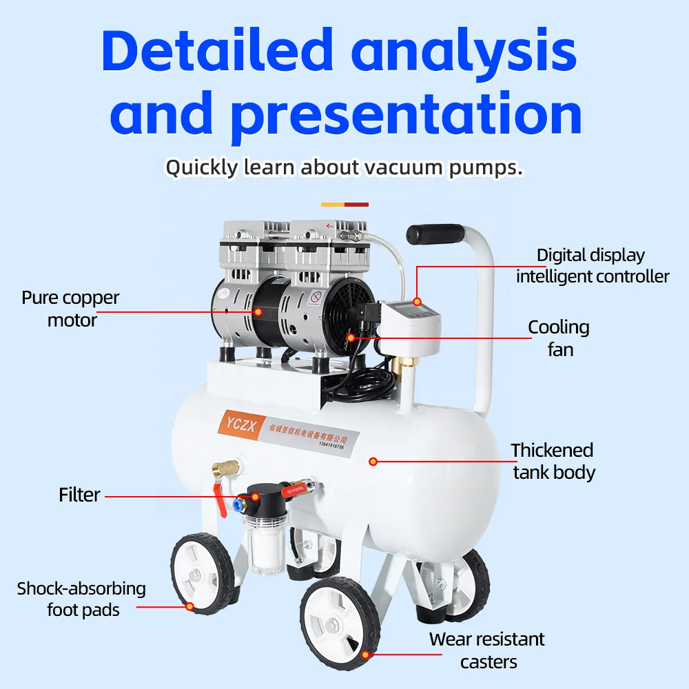 FVN-180V 220V 600W 160L/min -91KPa Industrial Electric Oil Free Piston Air Pressure Vacuum Pump With 20L Air Pressure Tank